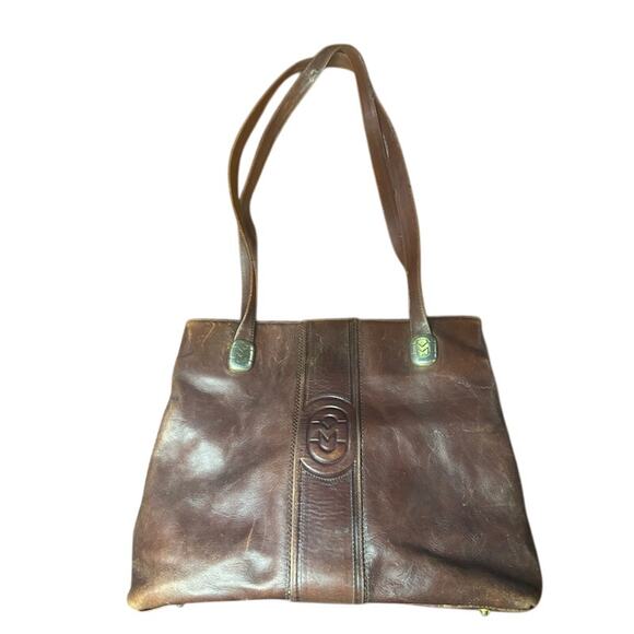 VTG Marino Orlandi Distressed Brown Leather Shoulder / Hand Bag Made in Italy - Picture 15 of 15